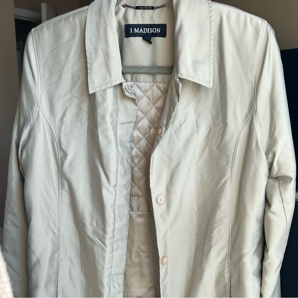 Beige Quilted Lined Rain Coat